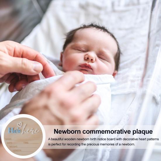 Birth Announcement Sign Wooden Baby Name Weight Length Date Time Plaque Nursery Photo Prop Keepsake Sign for Baby Shower Gift