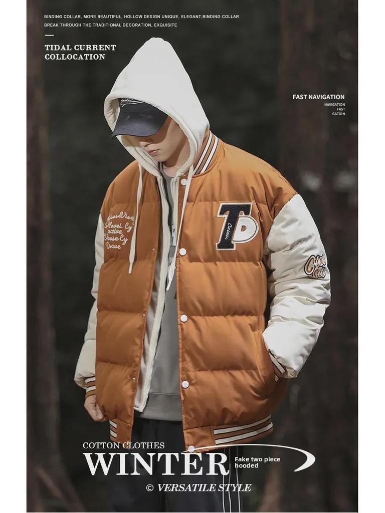 Мужская зимняя куртка из овчины с подкладкой из бархата и капюшоном — модный свободный крой и повседневный стиль