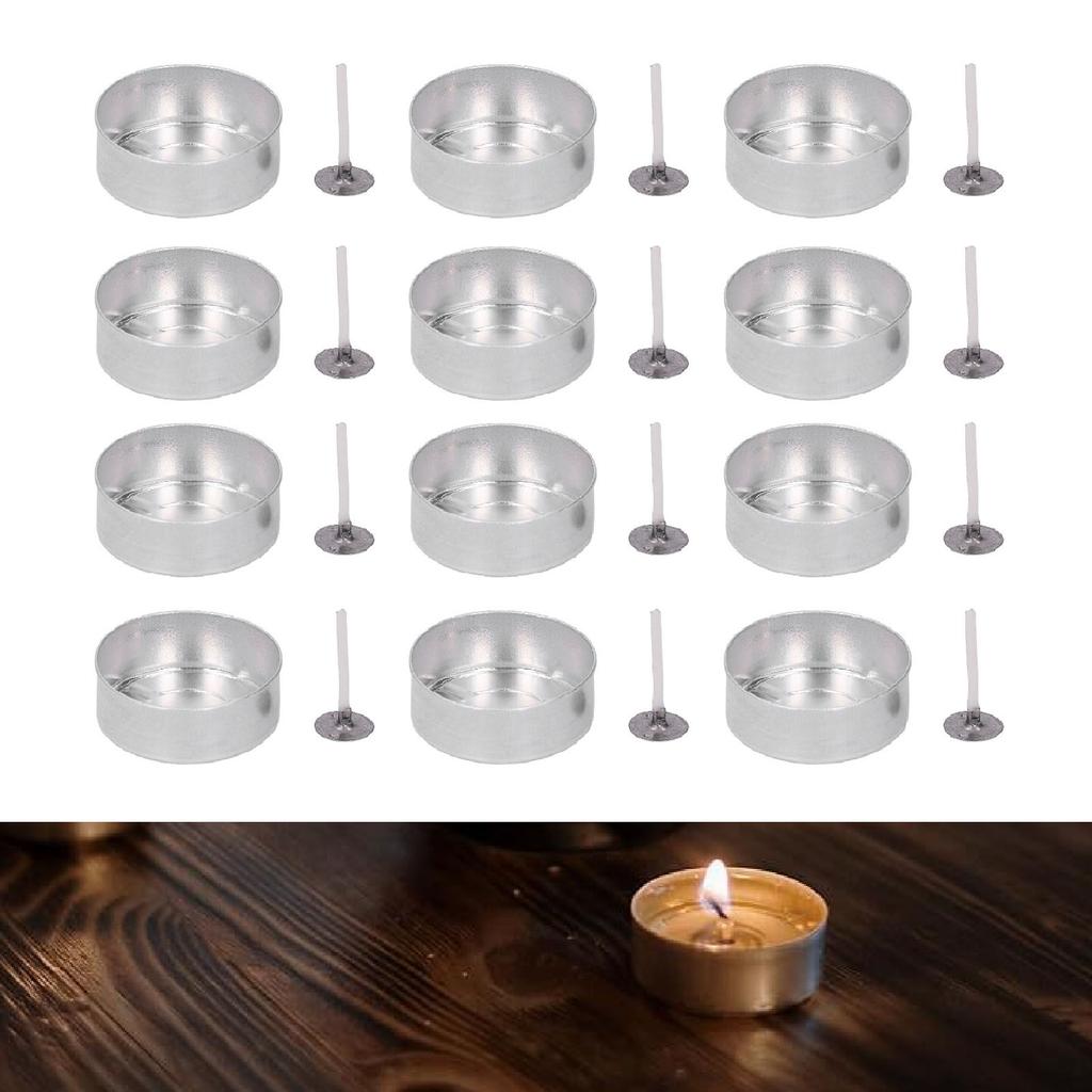 100 наборов алюминиевых контейнеров для воска свечей, чайных свечей, чашек с фитилем для свадеб, вечеринок, домашнего декора