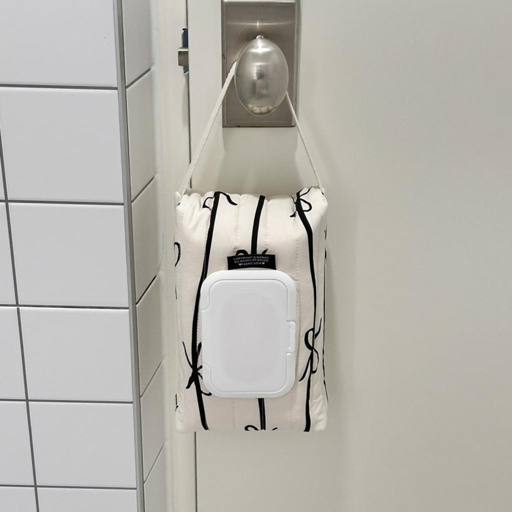 Прочный хлопковый набор для хранения влажных салфеток, стеганый бант с полосками, мягкий держатель для салфеток для путешествий для мам, которые всегда в пути