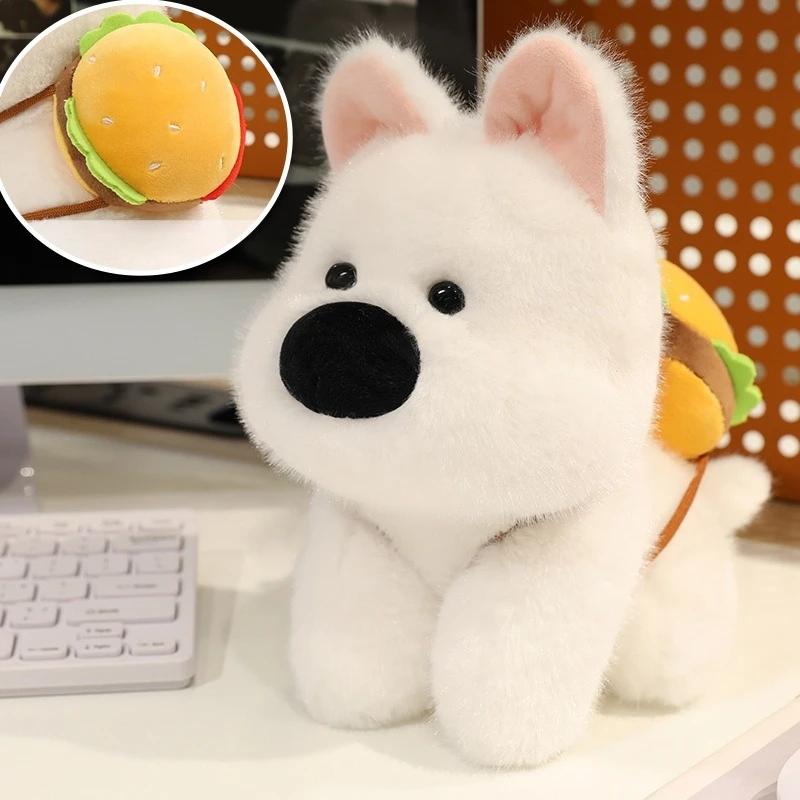 Stuffed Dog Plush Toy Soft West Highland White Terrier Dolls Cartoon Puppy Burger Fries Bag Pillow Kawaii Gifts for Birthday
