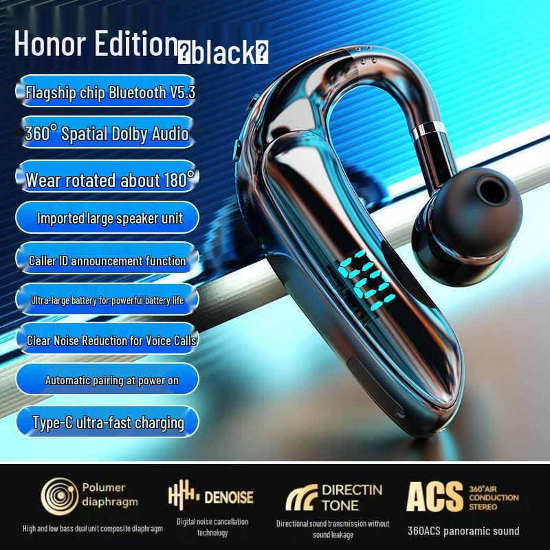 2025 Bluetooth Ear-Hook Headphones with Ultra-Long Battery Life, Compatible with Android, Apple, Xiaomi - Perfect for Business, Taxi, and Takeaway Use