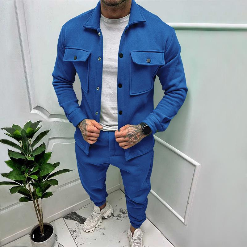 Men's Autumn/Winter Casual Suede Sports Suit - European/American Style