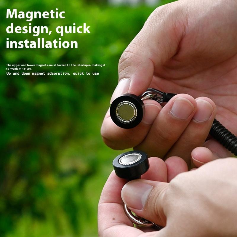 Магнитный держатель для выпуска рыболовной сетки со шнурком Инструмент для нахлыста Сильный магнит Карабин Брелок Эластичный спиральный растягивающийся шнур