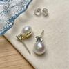 S911 sterling silver natural freshwater pearl Princess Diana zircon stud earrings women's French niche light luxury high-end design earrings