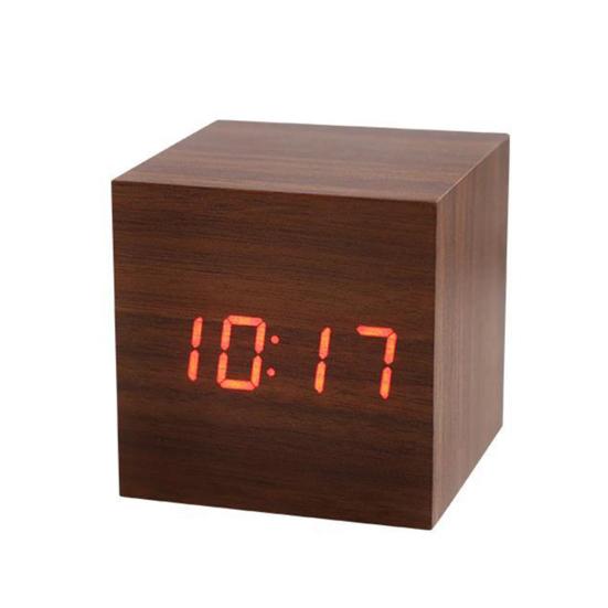 Wooden Sound Control Square LED Digital USB/AAA Electronic Table Alarm Clock