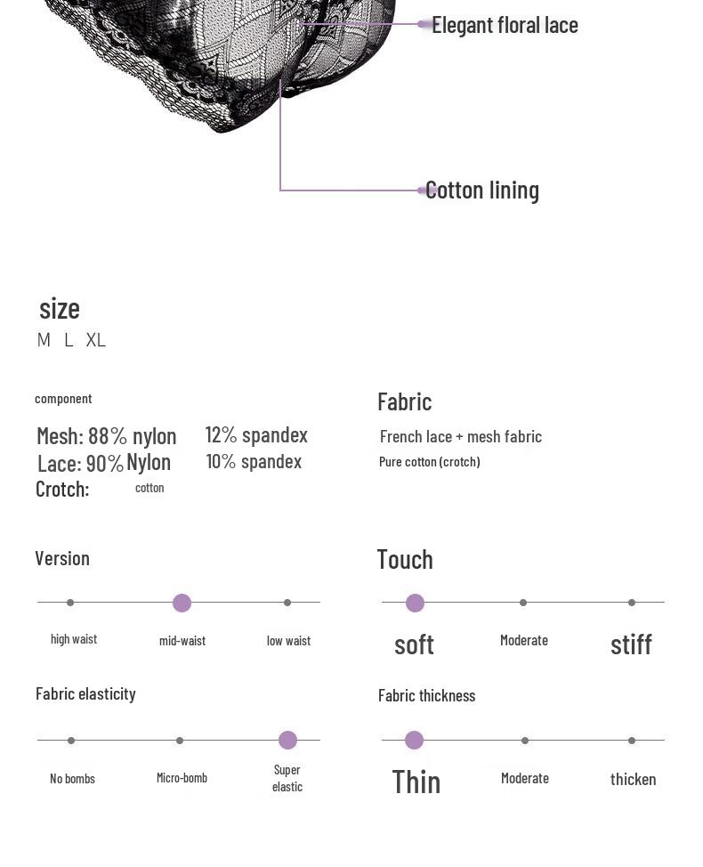 TINGE Women's Lace Seamless Briefs