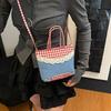 Square Bow Handbag Lace Sweet Crossbody Bag Rural Style Lattice Handbag  Gifts