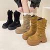 Retro Thick-soled Belt Buckle Short Boots Autumn and Winter Korean Version Suede Versatile Warm Pile Boots Women's Fashion Boots Knight Boots