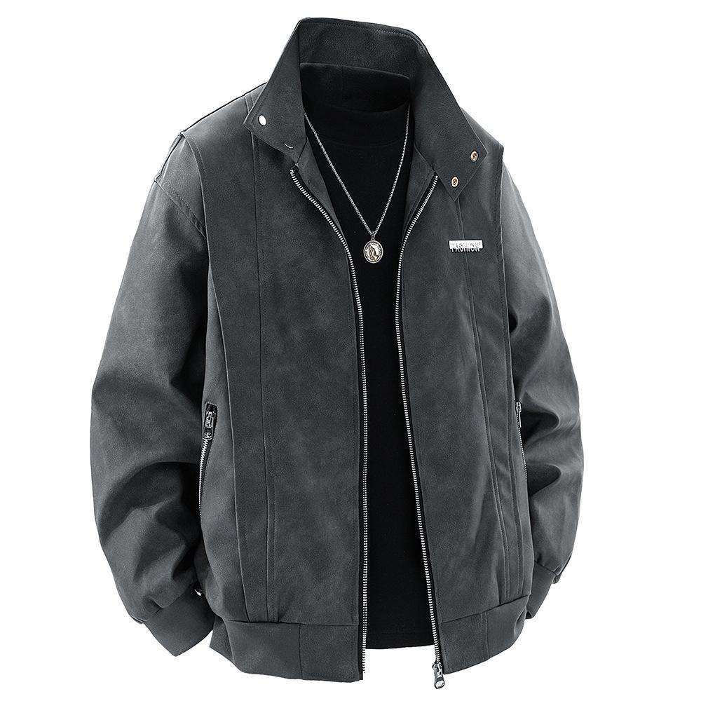 Новая куртка с приспущенным плечом для мужской осени, уличная, красивая, с тяжелой вышивкой, парная куртка для подростков, кожаная куртка