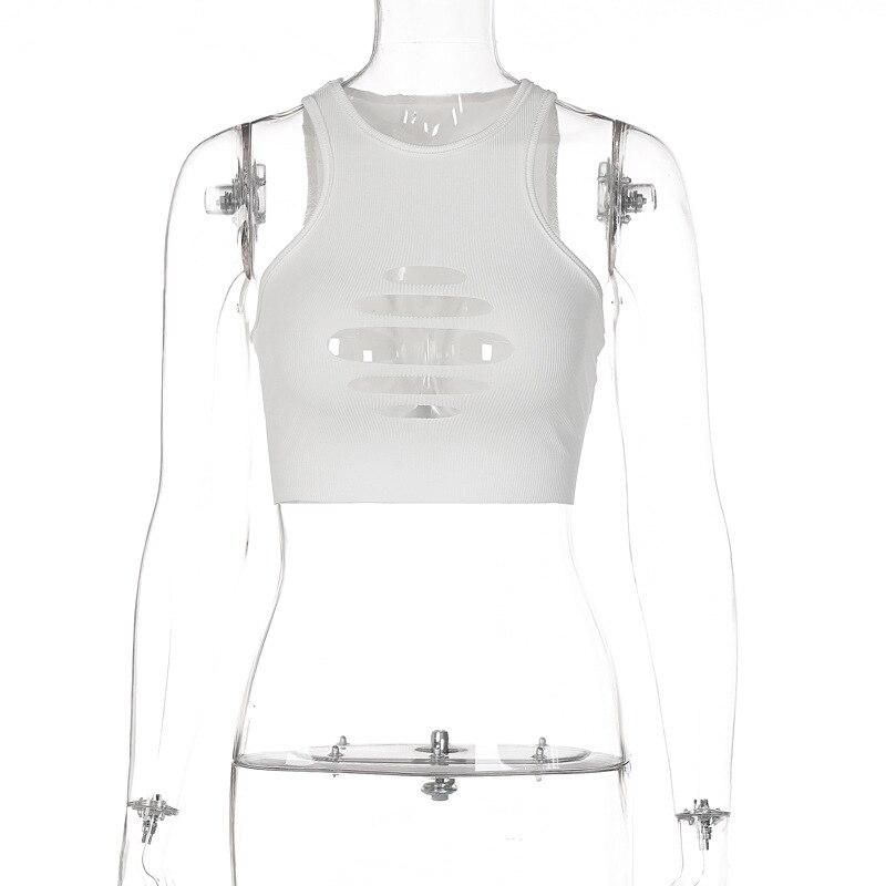 Off Shoulder Hollow Out Clubwear Tank Vest Crop Tops 2022 Sexy Summer Solid Color Bodycon Party Tank Streewear Bustier