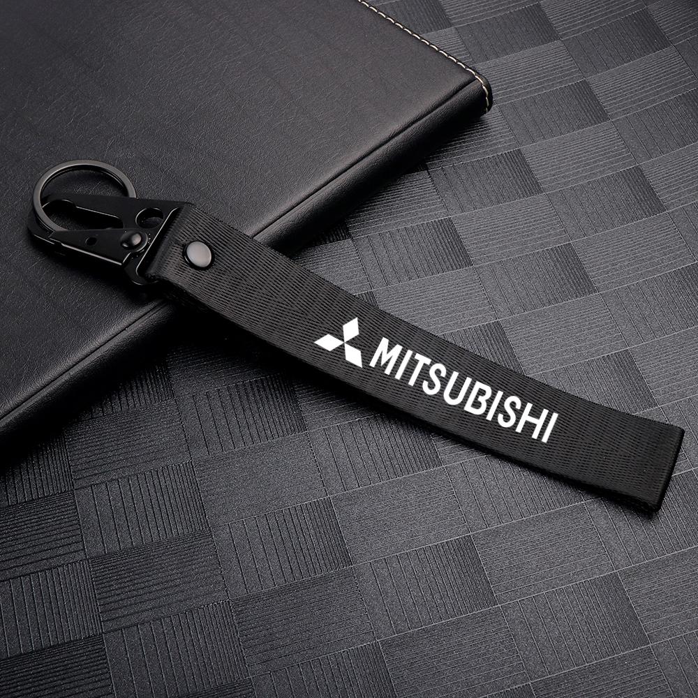 For Mitsubishi Lancer Outlander Pajero L200 Ralliart Aluminum Metal Car Tire Valve Cover Car Badge Nylon Keychain Accessories