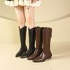 New Women Shoes Woman Boots Zipper Thick High Heels Pointed Toe Simple Autumn Winter Boots Knee High Boots