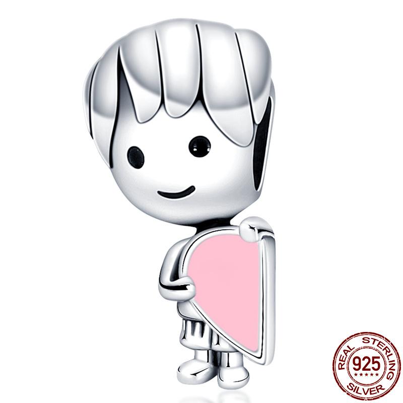 925 Sterling Silver Little Boy &Little Girl Charm Fit Sweet 3mm Bracelet &Bangle Making Fashion Diy Jewelry For Women