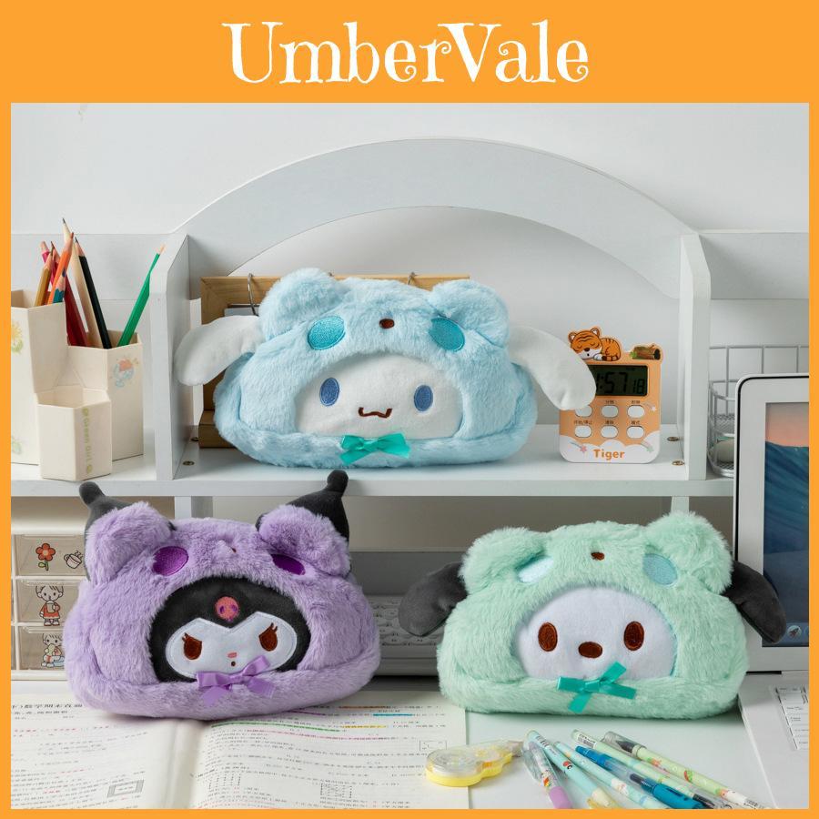 Sanrio Plush Cartoon Pen Bag For Girls With Soft Fabric Storage Organizer