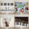Custom Curtains Piano Drums Violin Guitar Musical Notes Printed Curtains for Music Studio Children's Bedroom Window Curtains