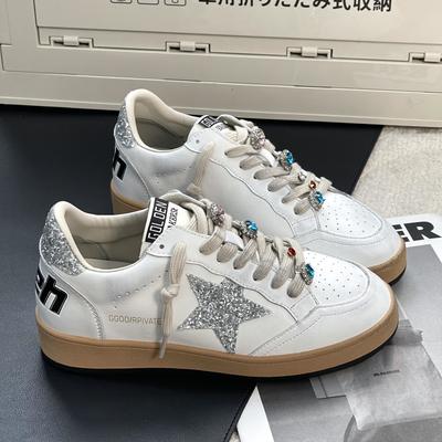 Новые повседневные туфли-звезды с алмазной полировкой и старые женские маленькие белые туфли в стиле колледжа на плоской подошве