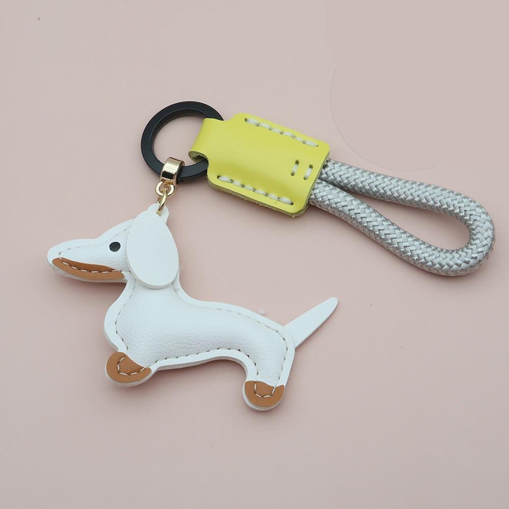 Модный брелок для ключей в виде таксы, мультяшный щенок, сумка, подвеска из искусственной кожи, вешалка, украшение для сумки