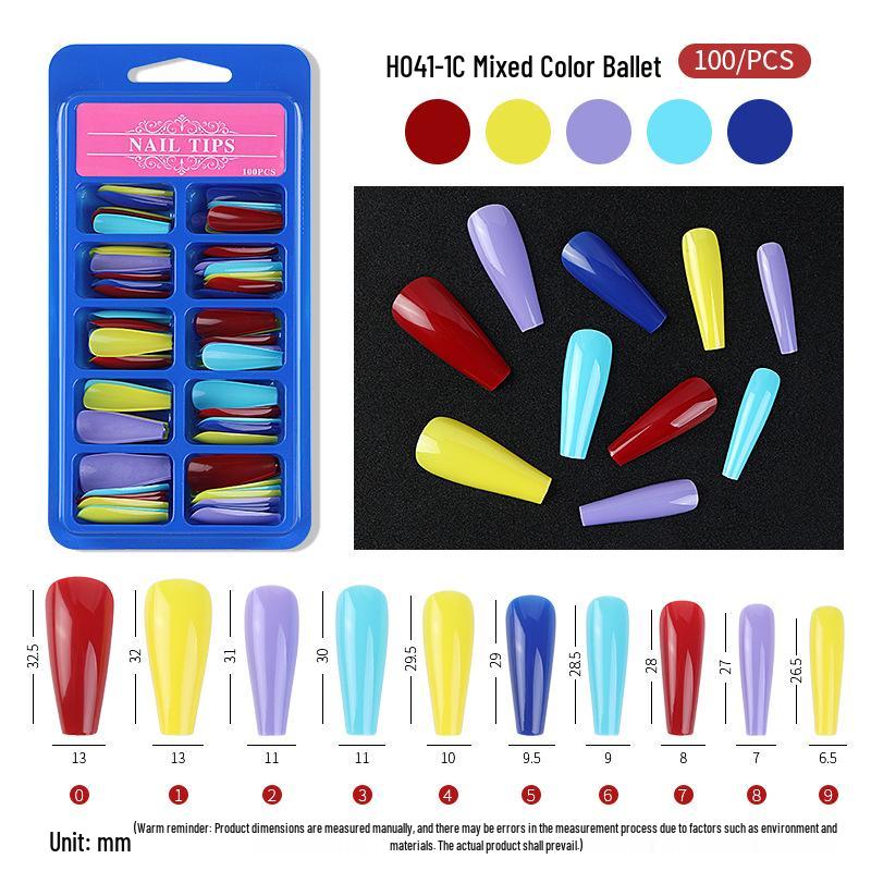 Long-Length Ballet Blue False Nail Stickers – Full Cover Nail Art Patches