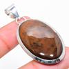 Natural Mahogany Obsidian Gemstone 925 Sterling Silver Pendant 2.17" m5N88