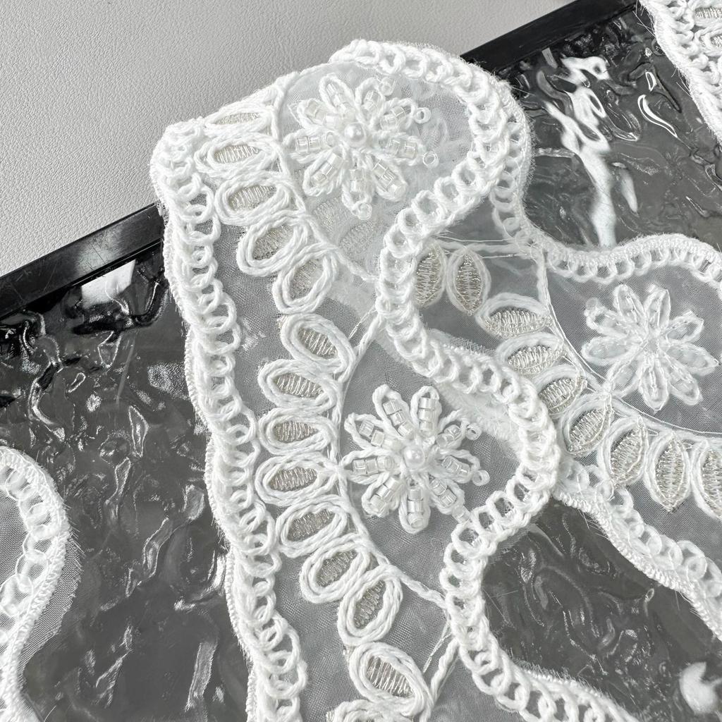 White Handmade Beads Wavy Barcode Clothing Home Window Decoration Accessories Lace Accessories