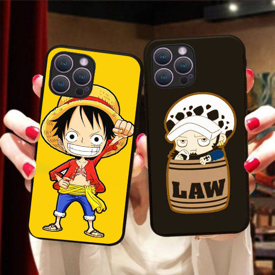 BW-34 One Piece Luffy Child мягкий черный чехол для iPhone XR 14 15 11 12 13 6 7 8 X XS Pro Max Samsung S22 S23 S21 S24 FE Ultra S8 Plus