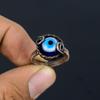 Голубой дурной глаз драгоценный камень медная проволока обернутый ювелирное кольцо ручной работы подарок для нее
