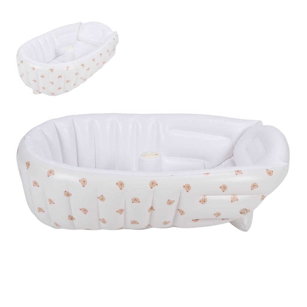 Inflatable Baby Bathtub Newborn Folding Toddler Bath Tub Portable Baby Shower Seat with Built In