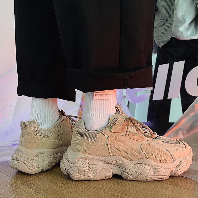 Мужские зимние кроссовки на толстой платформе со шнуровкой, повседневные туфли, резиновые кроссовки на толстой танкетке, папины туфли