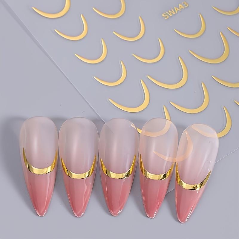 3D металлическая французская полосатая наклейка для ногтей золотые серебряные линии простой слайдер DIY маникюрные аксессуары