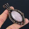 Fancy Rose Quartz Gemstone Pure Copper Wire Wrapped Handmade Pendant Jewelry