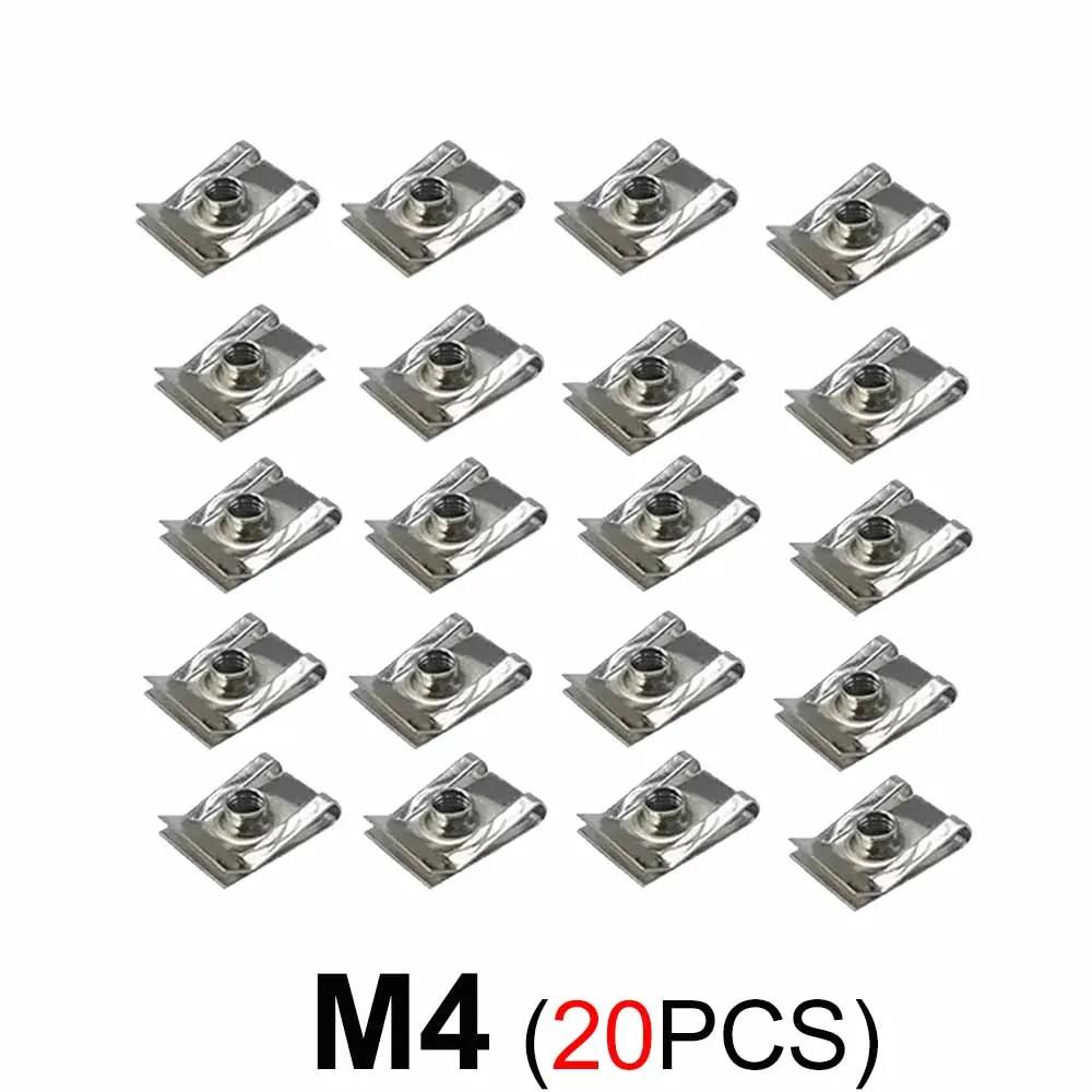 20/10pcs Stainless Steel U Type Clips with Thread M6 M5 M4 M8 8mm 5mm 6mm 4mm Reed Nuts for Car Motorcycle Scooter ATV Moped