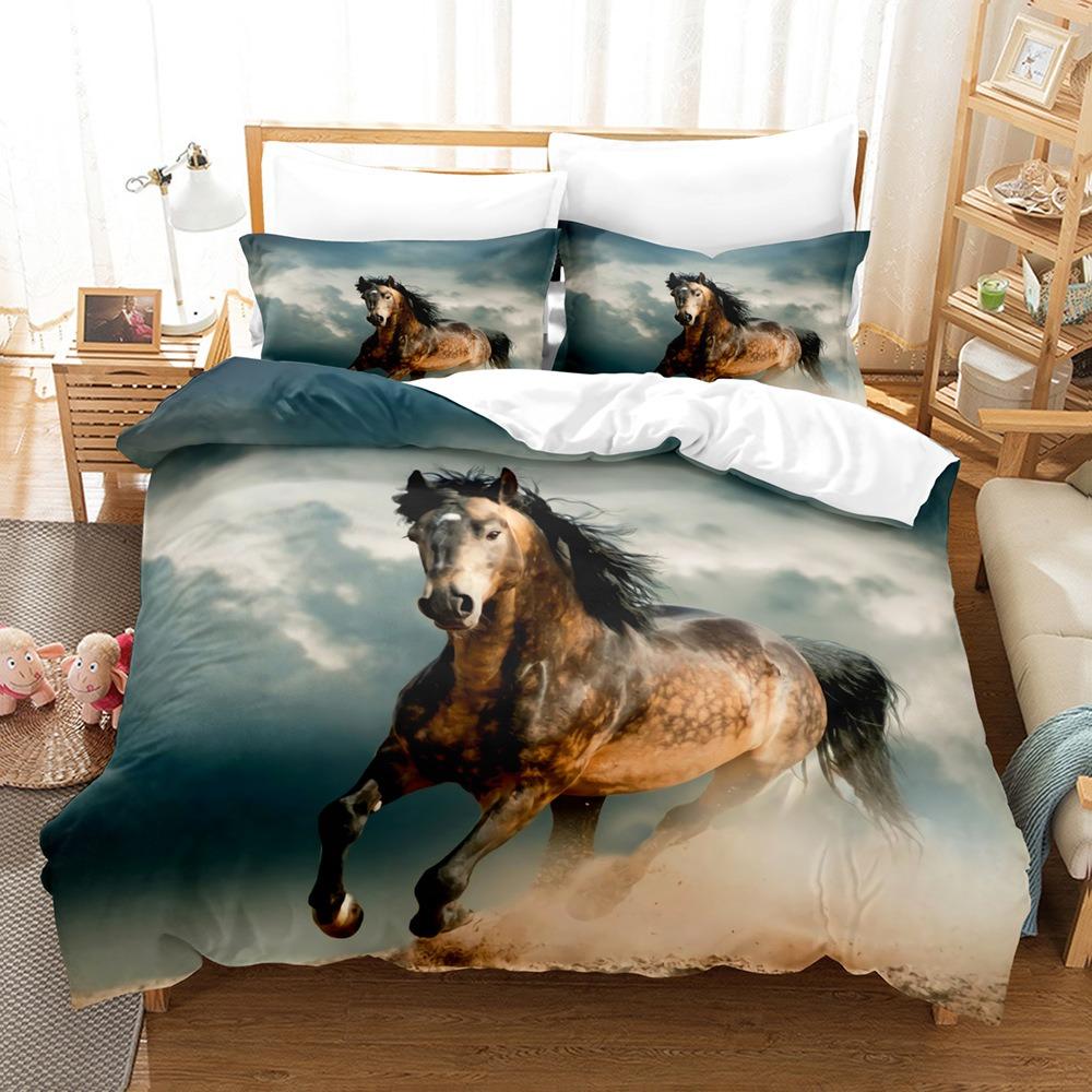 Animal Horse Bedding Sets Quilt Bed Cover Comforter Duvet Cover Pillow Case 2-3 Pieces Sets Kids Adult Bedroom Decoration