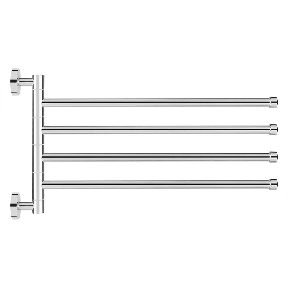 Stainless Steel Rotating Towel Bar Silver Chrome Finish Swivel Towel Rack Wall Mounted Modern Swing Out Towel Holder