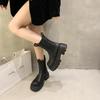 2024 осень женские тонкие сапоги на толстой подошве с круглым носком и толстым каблуком в стиле ретро с толстой подошвой британские дымчатые сапоги