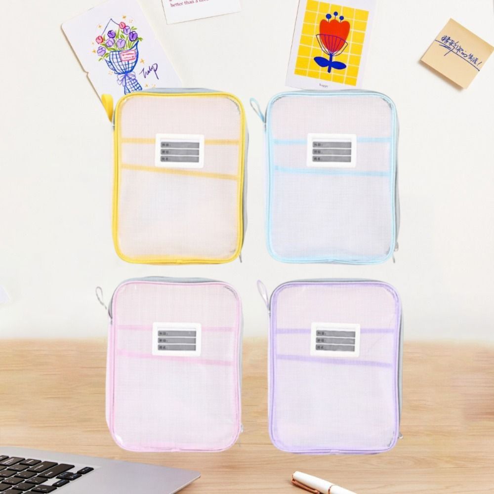 Zipper Test Paper Storage Bag Large Capacity File Folder Bag Stationery Organizer Pouch Students