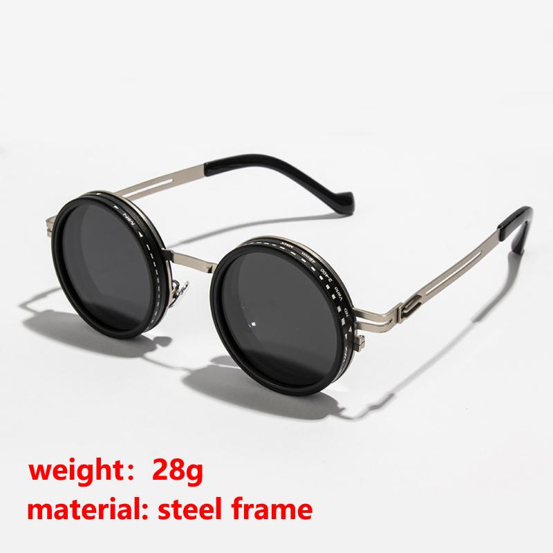 Поляризованные круглые солнцезащитные очки ND9 с регулируемым затемнением, мужские и женские, ретро-панк, мужские очки для рыбалки, уличные очки, UV400