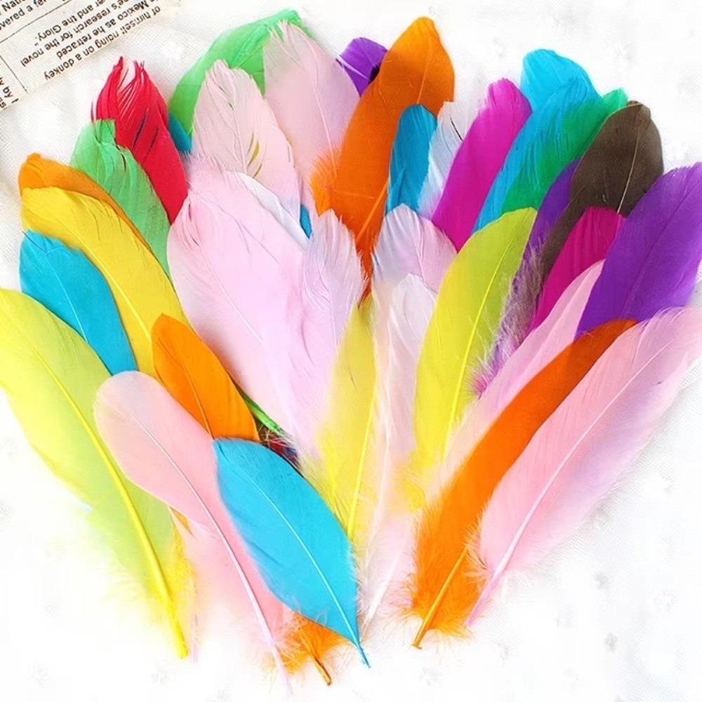 50PCS Colorful Natural Goose Feathers Natural Feather Colored Feathers DIY Home Crafts