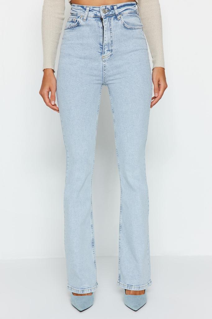 Women's Style Jeans Light Blue High Waist Flare Jeans