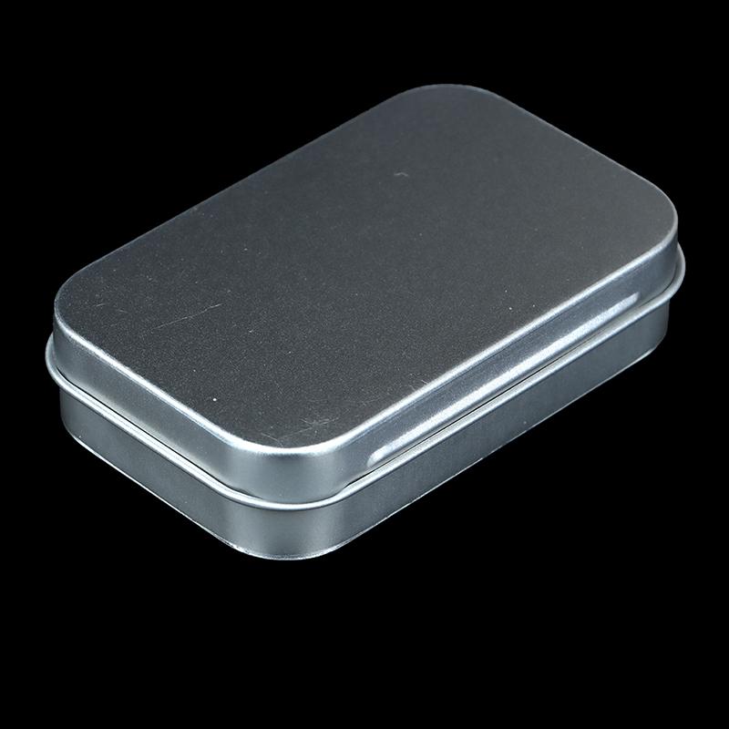 1 шт., маленькая пустая металлическая жестяная серебряная флип-коробка для хранения, органайзер
