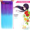 Прямые наращивания волос Ombre Розовый Фиолетовый Наращивание волос на 5 клипсах Синтетические дешевые 22 дюйма для женщин