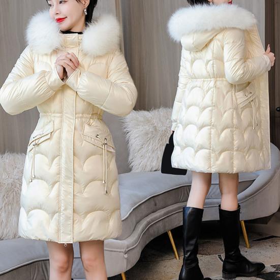 Женское зимнее хлопковое пальто с утолщенным мягким капюшоном из искусственного меха, гладкое, облегающее, с сохранением тепла, ветрозащитное, средней длины с капюшоном, с длинным рукавом, на молнии