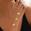 Gold Plated Golden-Plated Butterfly Charm Chain Link Bracelet - Vintage-Inspired Elegant Minimalist Jewelry for Women