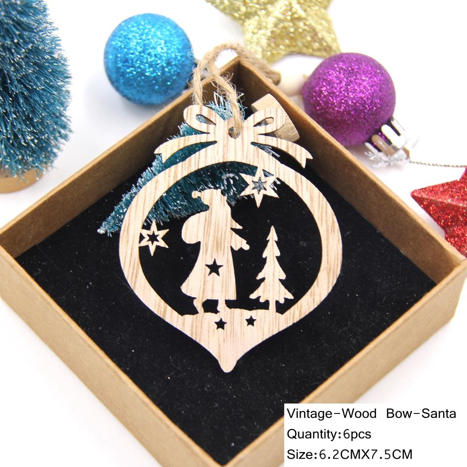 6 Pcs Vintage Hollow Wooden Christmas Tree Ornaments Rustic Gift Tags Holiday Decorations For Kids Crafts And Home