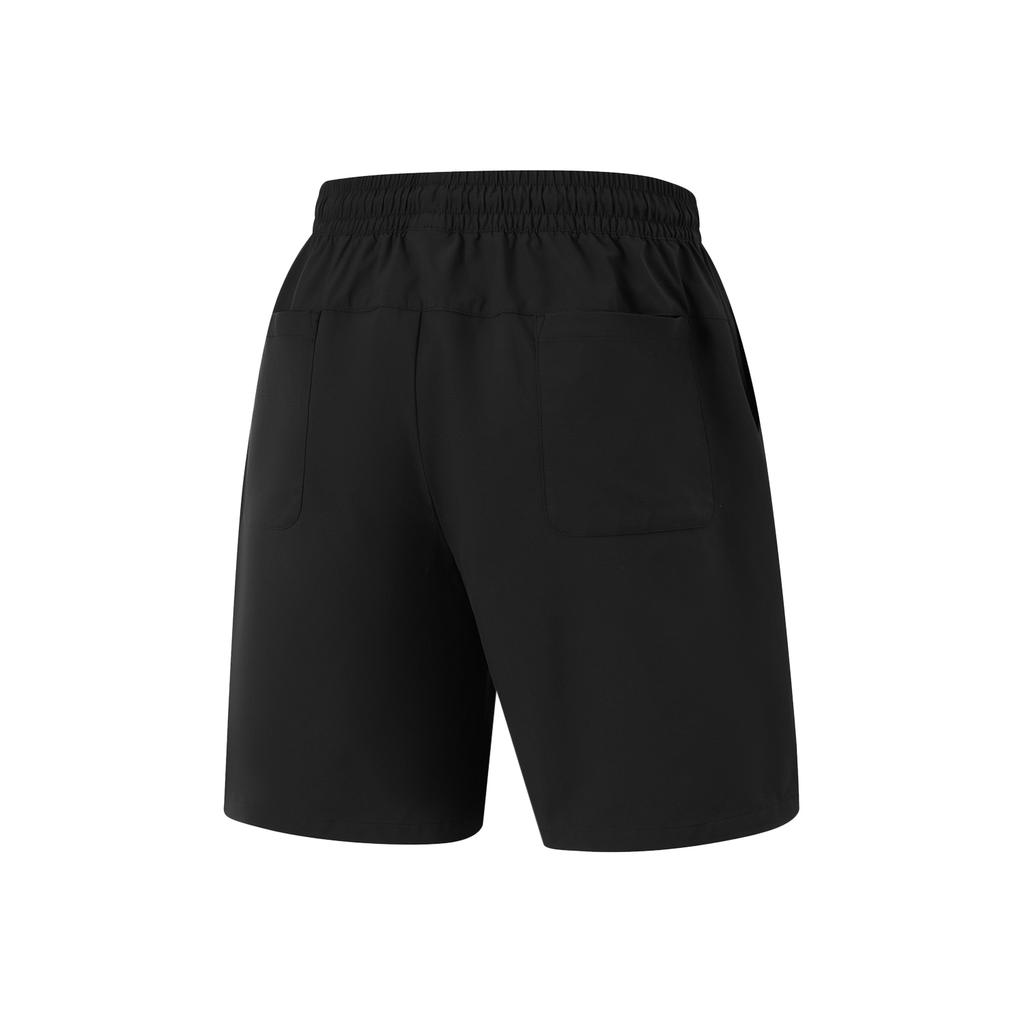 Li-Ning Спортивные шорты для повседневной носки, однотонные, со средней талией, на шнурке, удобные, универсальные, прямые, мужские шорты черного цвета AKSU533-3