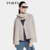 PORTS Women's Scarf Collar Short Wool Blend Coat