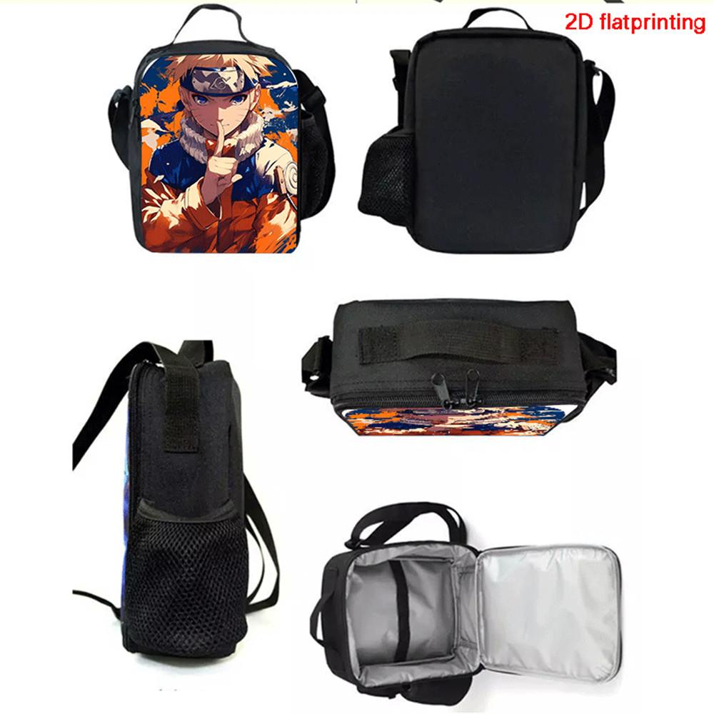 Набор школьных сумок NARUTO из 3 предметов Легкий рюкзак с передним карманом Сумка для обеда и пенал Для мальчиков девочек детей Возраст 5-10 лет