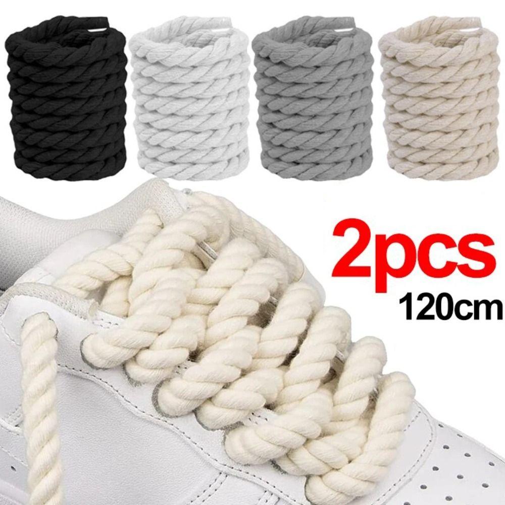 2PCS High Quality Solid Color Laces Round Bold Shoelaces Trendy Thick Rope Laces Women Men Sneakers