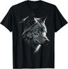 Wolf Portrait Blue Eyes - Artwork Animal Motif Wolf T-Shirt