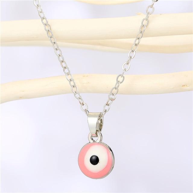 Простое турецкое хрустальное ожерелье с подвеской от сглаза для женщин, модные украшения на удачу, геометрическая круглая подвеска в виде демонического глаза, цепочка на ключицу